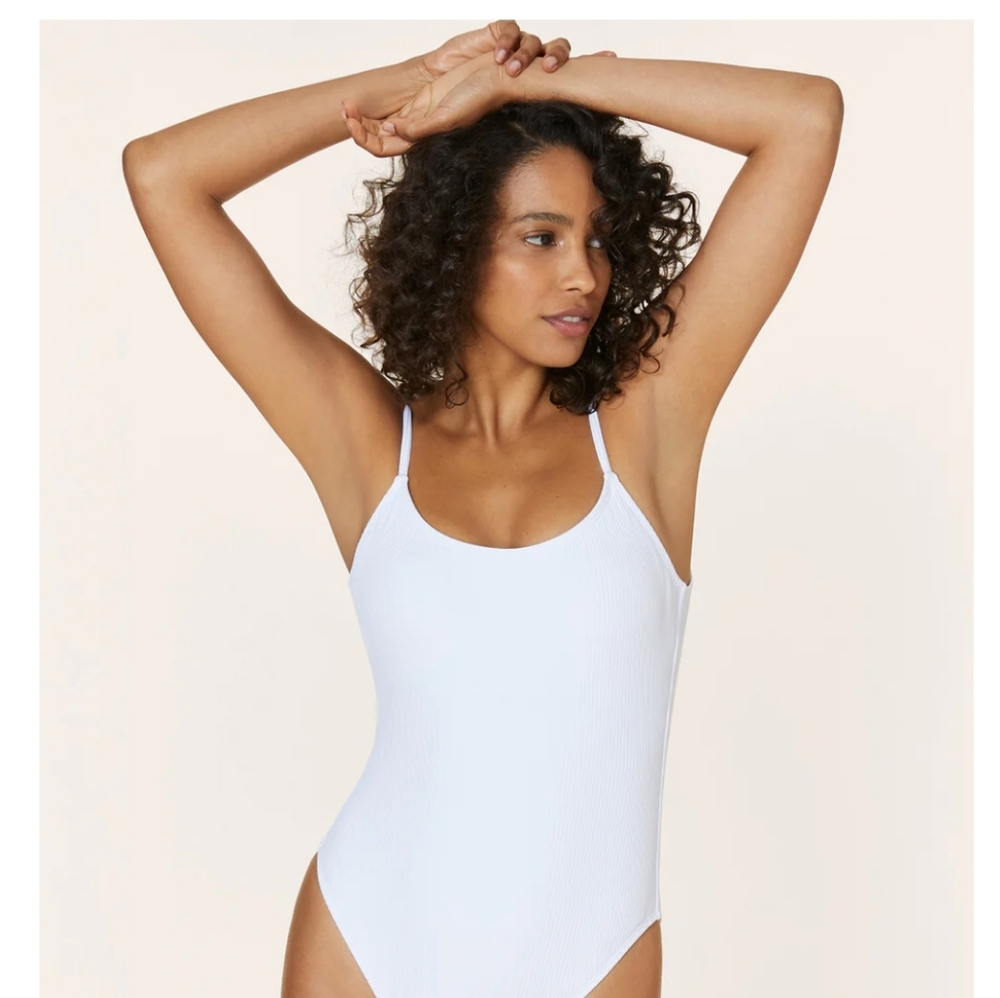 Andie White Ribbed Amalfi One Piece